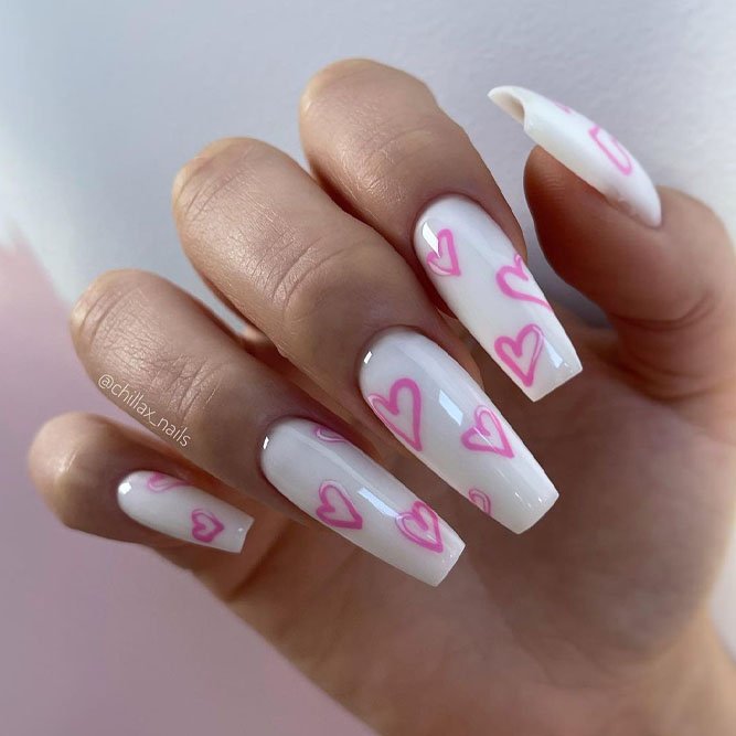 Stylish Pink Heart Nail Art