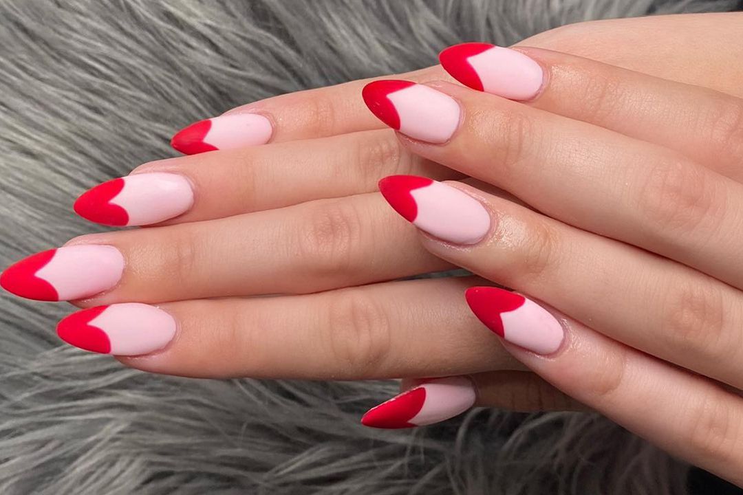 Valentine's Day Heart Tip Nails