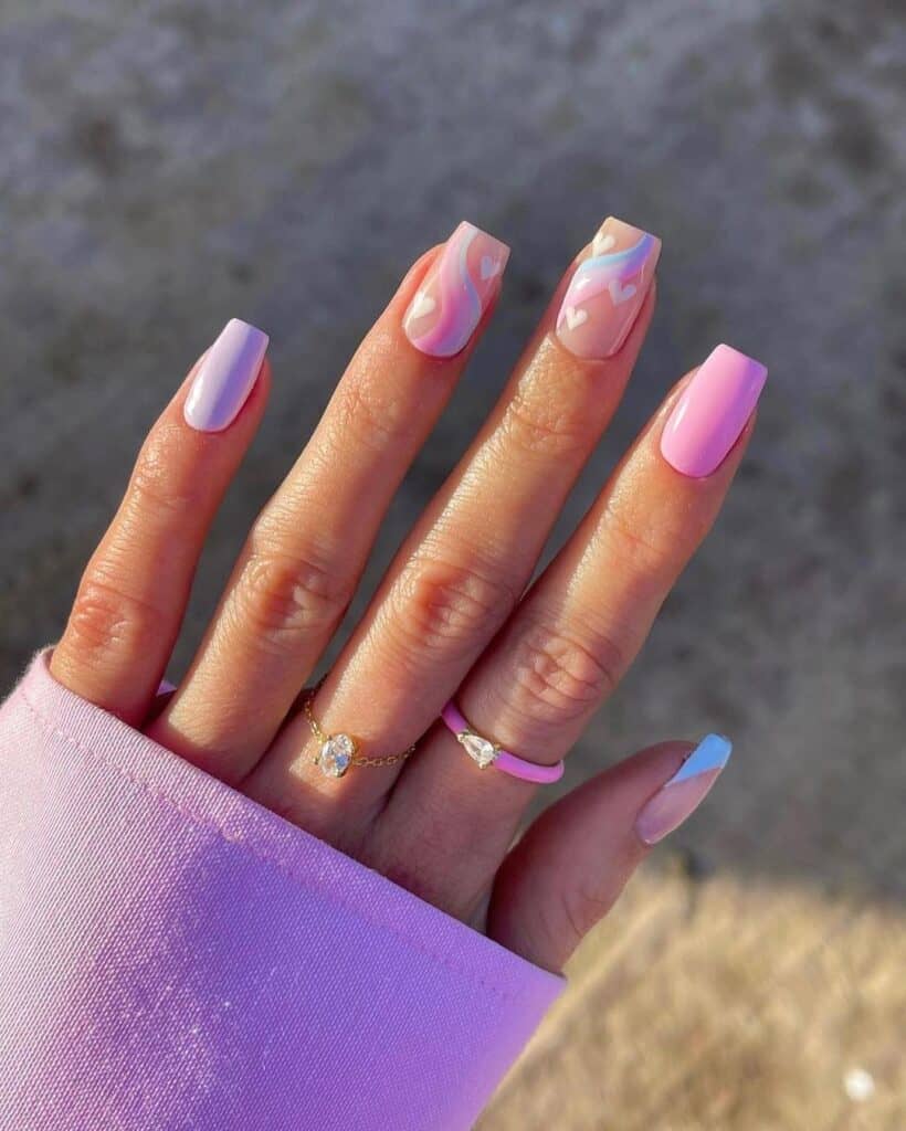 Stylish Pink and Purple Nails