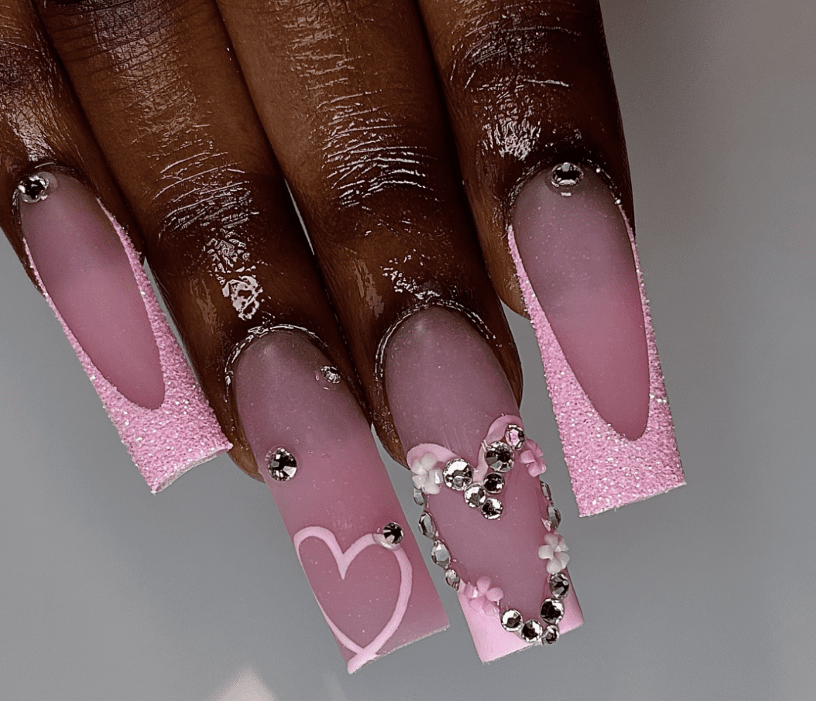 Pink Glamour Nails