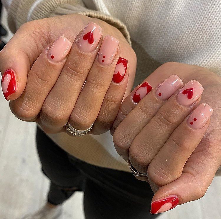 Valentine's Day Nail Art with Hearts