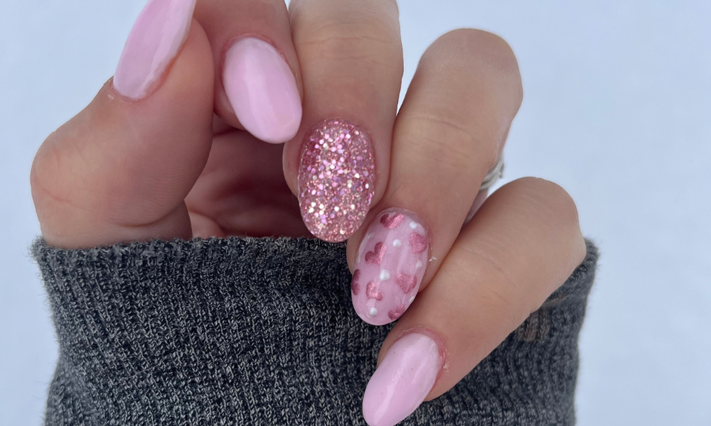 Stylish Pink Glitter Nails