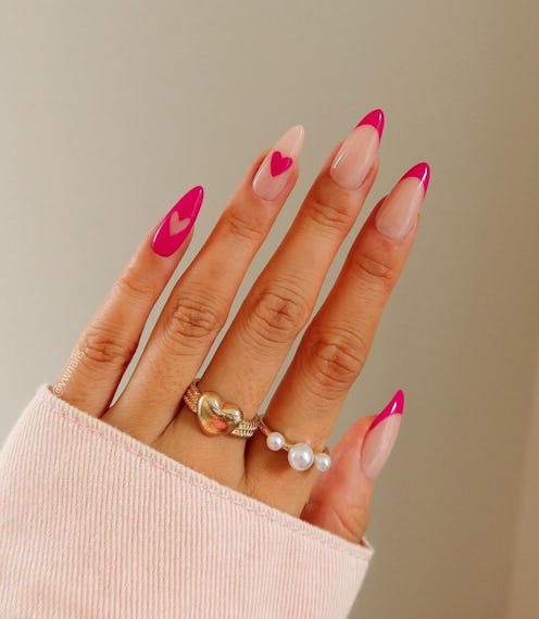 Stylish Pink Heart Nails