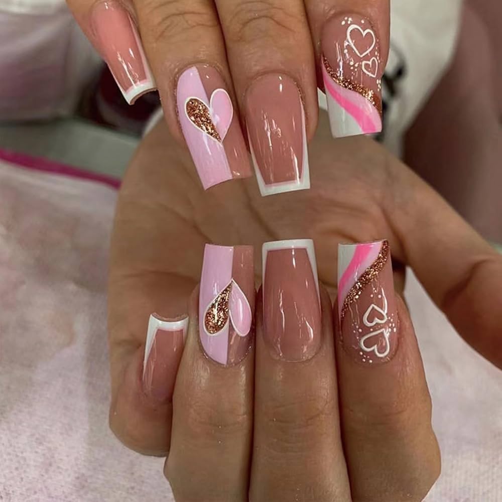 Elegant Pink and Gold Nail Art