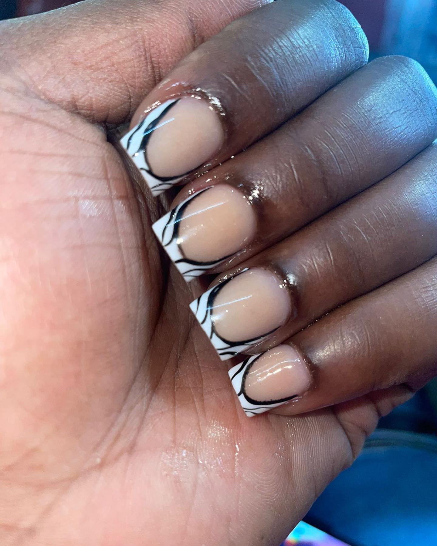 Stylish Black and White French Tips